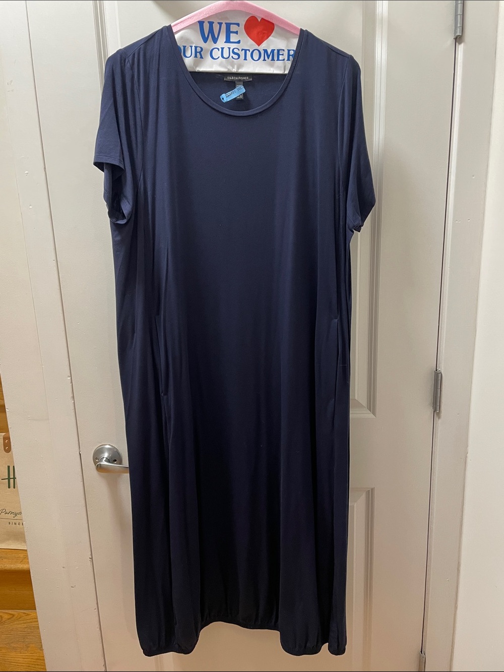 Eileen Fisher Navy Blue Short-Sleeve Maxi Dress